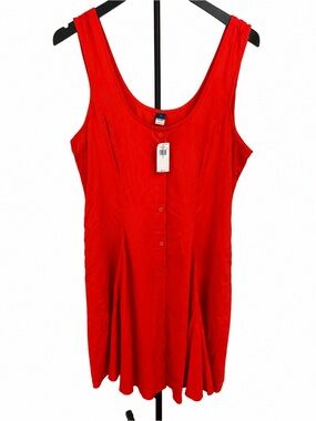 Old Navy Red Button-Front Tank Top Dress - Classic Scoop Neck